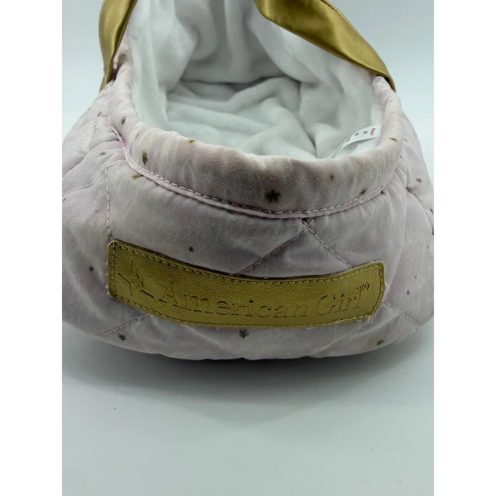 American Girl Doll Moses Carrier Kids OS Pink Gold Quilted Bassinet- Retired